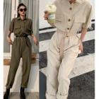 Set: Short-sleeve Jumpsuit + Belt