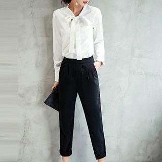 Set: Long-sleeve Shirt + Cropped Harem Pants