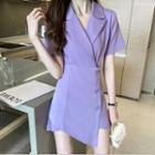 Short-sleeve Asymmetrical Mini Blazer Dress