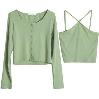Set: Camisole Top + Button Top