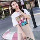 Set: Print Short-sleeve T-shirt + Mini Skirt