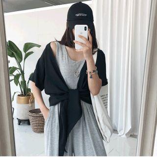 Tie-front Cardigan Black - One Size
