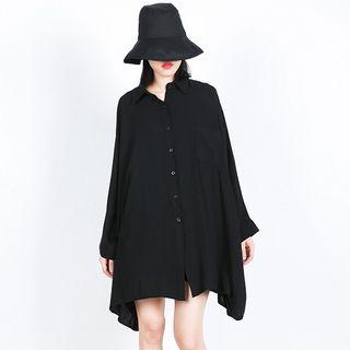Pocketed Long Shirt Black - One Size