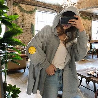 Smile Print Raglan-sleeve Zip Hoodie