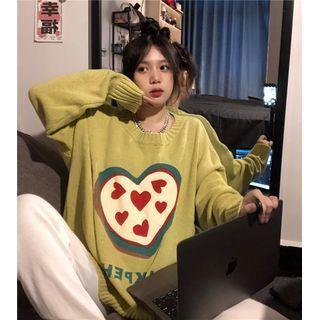 Long-sleeve Heart Print Sweater