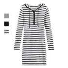 Half-zip Hooded Knit Mini Sheath Dress