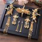 Chinese Wedding Set: Hair Combs + Hook Earring