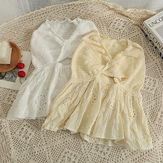 Patchwork Window-front Twisted Peplum Top