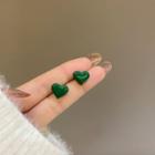 Heart Alloy Earring 1 Pair - Green - One Size