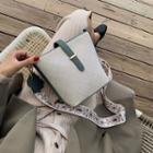 Faux Leather Argyle Stitched Bucket Bag