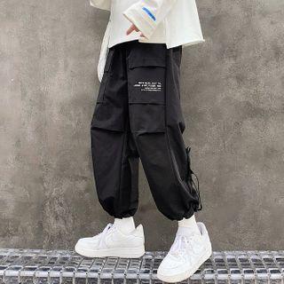 Letter Print Drawstring Harem Pants