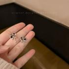 Heart Stud Earring 1 Pair - Silver & Black - One Size