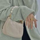 Faux Pearl Zip Crossbody Bag Almond - One Size