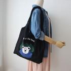 Cartoon Bear Print Shopper Bag Black - One Size