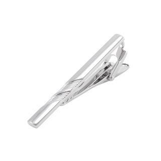 Simple Fashion Twill Geometric Rectangular Tie Clip Silver - One Size