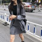 Single-button Shimmer Blazer / Side-pocket Mini A-line Skirt