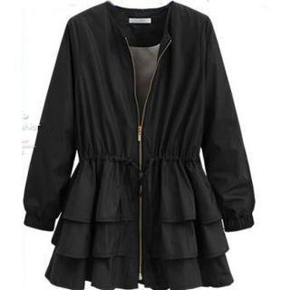 Ruffled-trim Long-sleeve Light Jacket