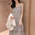 Set: Spaghetti Strap A-line Patterned Dress + Blazer