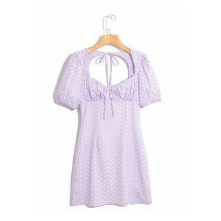 Floral Printed V-neck Mini A-line Dress