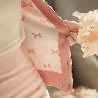 Faux-pearl Beaded Ribbon Pattern Cardigan
