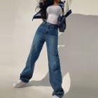 [miss Bumbum] Hologram-tag Wide-leg Jeans /pants