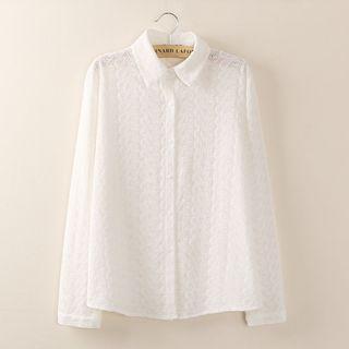 Jacquard Long-sleeve Blouse