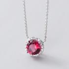 Rhinestone Pendant Necklace S925 Sterling Silver Necklace - One Size