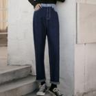 Two-tone High-waist Straight-cut Jeans