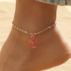 Moon Acrylic Pendant Alloy Anklet 01 - Gold - One Size