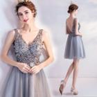 Sleeveless Sequin Mini Prom Dress