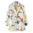 Double Breasted Floral Print Blazer
