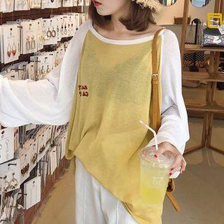 Long-sleeve Letter Knit Top