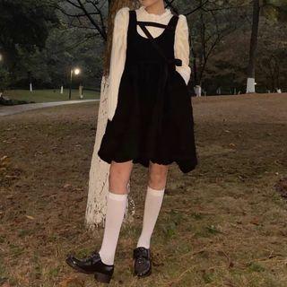 Knit Top / Mini A-line Pinafore Dress