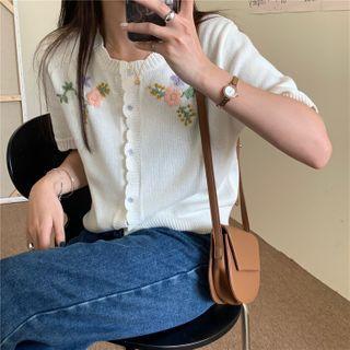 Crewneck Embroider Cropped Cardigan