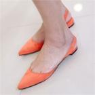 Pointy-toe Faux-suede Sling-back Flats