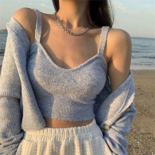 Camisole Top / Cardigan / Wide Leg Pants / Set