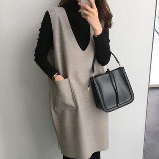 Mock-neck Knit Top / Sweater Vest / Set