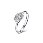 925 Sterling Silver Fashion Romantic Geometric Adjustable Ring With Cubic Zircon Silver - One Size