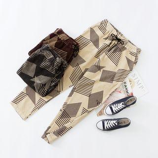 Patterned Corduroy Tapered Pants