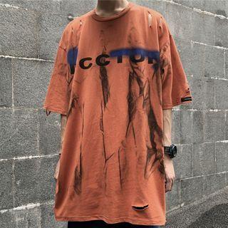 Elbow-sleeve Spray Print T-shirt