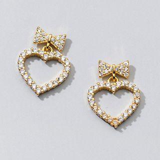 Heart Sterling Silver Dangle Earring 1 Pair - Gold - One Size