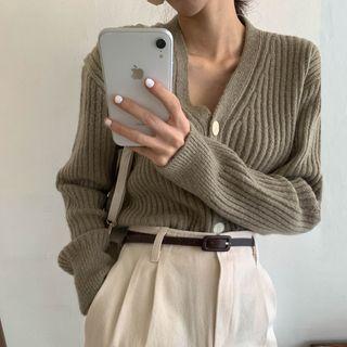 V-neck Single-breasted Long-sleeve Top As Shown In Figure - One Size