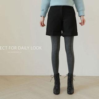 Cuff-hem Brushed-fleece Lined Shorts