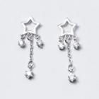 925 Sterling Silver Rhinestone Star Drop Earrings Silver - One Size