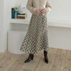 Patterned Maxi Pleated Skirt