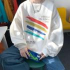 Round Neck Rainbow Print Sweatshirt