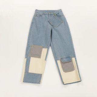 Check Patch Harem Jeans