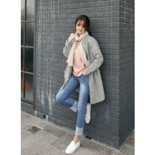 Elastic-waist Zip-up Parka