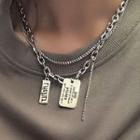 Lettering Tag Pendant Layered Necklace Necklace - Lettering - Silver - One Size