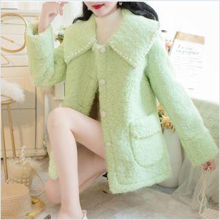 Beaded Fleece Collared Jacket
